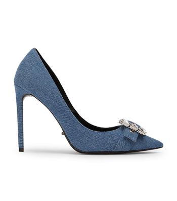 Blue Tony Bianco Abbey Washed Denim 10.5cm Court Shoes | GUSUC41487