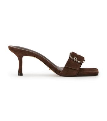 Brown Tony Bianco Amy Espresso Suede 6.5cm Low Heels | USJKU47822