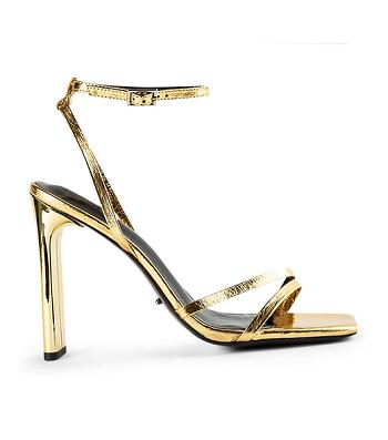 Gold Tony Bianco Fiance Gold Foil 11cm Strappy Heels | AUSDF13574