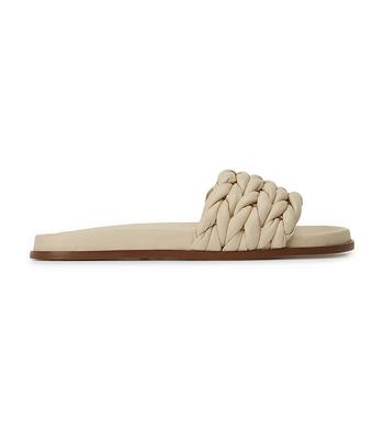 Light Yellow Tony Bianco Layton Vanilla Nappa Flat Sandals | AUSWC66475