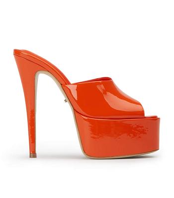 Orange Tony Bianco Jordyn Citrus Patent 15cm Platform Shoes | USJVR85617