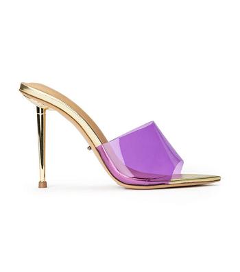 Purple / Gold Tony Bianco Mylo Purple Vinylite/Gold 10.5cm Event Heels | USZDE51580