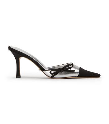 Silver / Black Tony Bianco Shirley Silver/Black 8cm Court Shoes | LUSTR33755