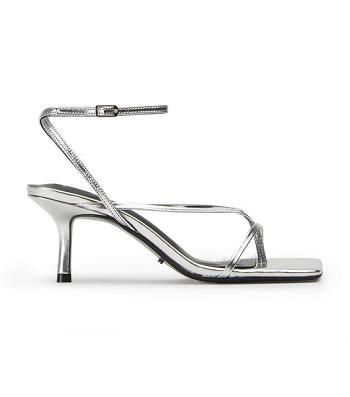 Silver Tony Bianco Avi Silver Foil 6.5cm Low Heels | QUSWA22266