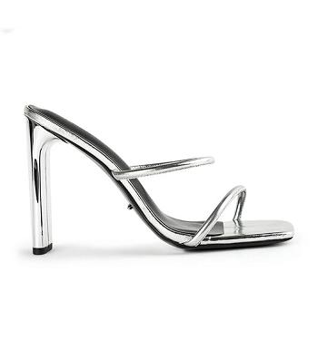 Silver Tony Bianco Florence Silver Foil 11cm Strappy Heels | USEGJ67254