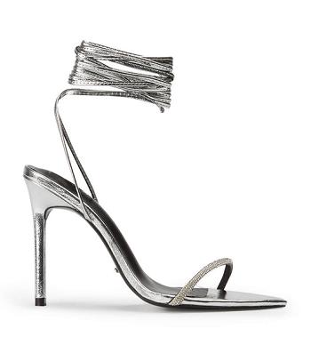 Silver Tony Bianco Makai Silver Foil 10.5cm Bling Heels | USIIZ44817